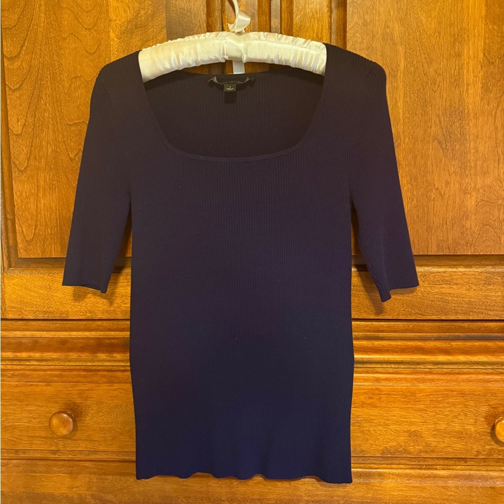 Navy Short Sleeve Knit Top